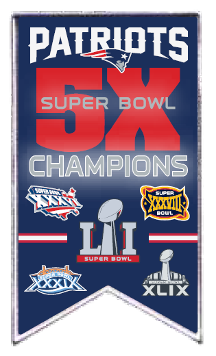 Patriots 5-Time Super Bowl Champs Banner pin