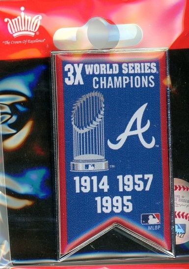 Braves 3x World Series Champs Banner pin