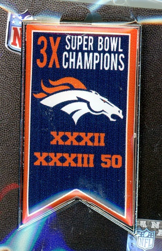 Broncos 3x Super Bowl Champs Banner pin