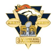 Broncos 3-Time Super Bowl Champs pin
