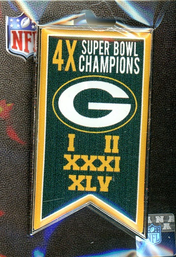 Packers 4x Super Bowl Champs Banner pin