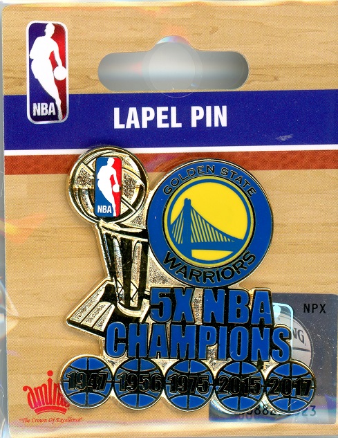 Warriors 5-Time NBA Champs pin