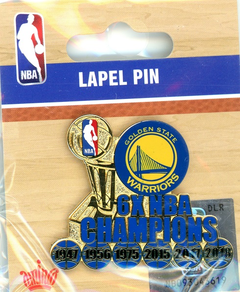 Warriors 6-Time NBA Champs pin