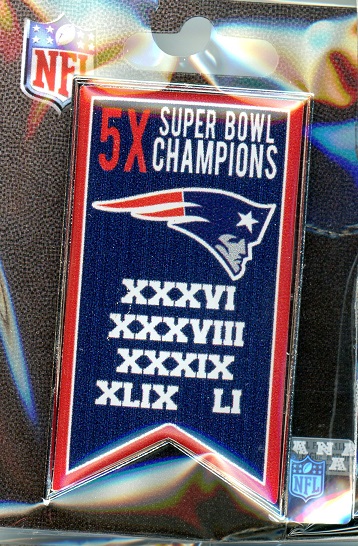 Patriots 5x Super Bowl Champs Banner pin