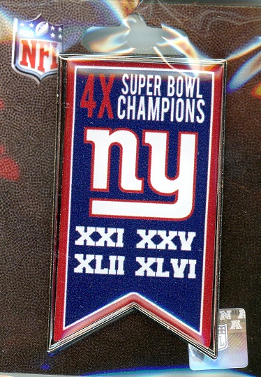 NY Giants 4x Super Bowl Champs Banner pin