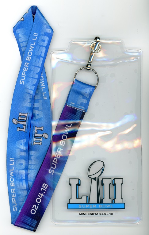 Super Bowl LII Ticket Holder w/ Blue/Purple Lanyard