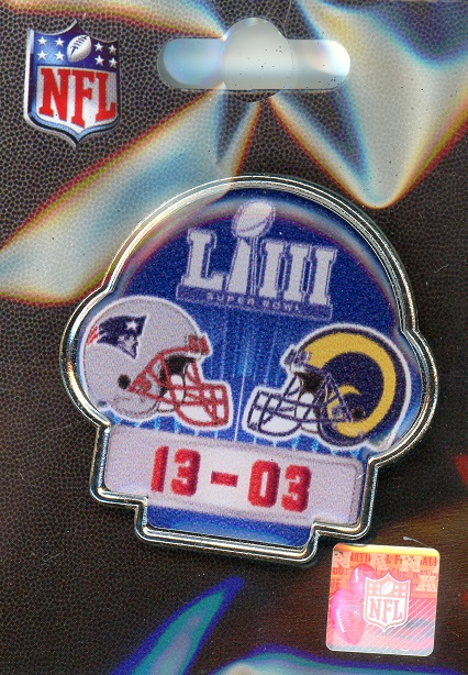 Patriots Super Bowl LIII Champs Final Score pin